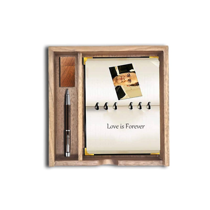 JBOS Wood Gift Box with Sliding Top, JBOS Discrete Sliding-Lid Wooden Boxes Photo Box Wedding Memory Box for Friends/Business Partners/Photographers/Clients (Walnut, 6.73x6.73x1.38inch) - Image 5